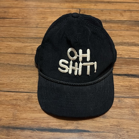 Vintage Oh Sh*t! Strapback Hat Black Corduroy Robe 80’s 90’s - Picture 2 of 8